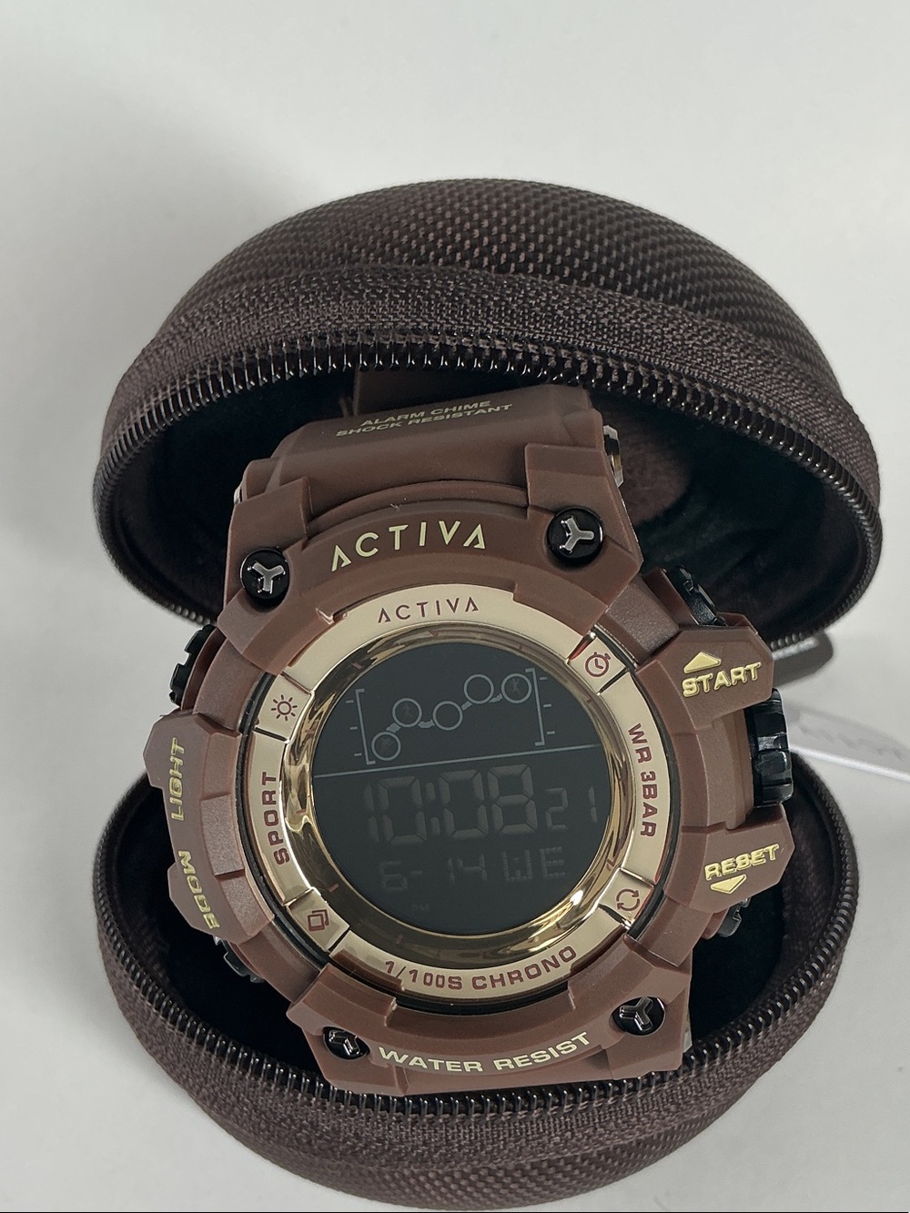 Activa Brown and gold Digital Men’s Sport Watch with storage case